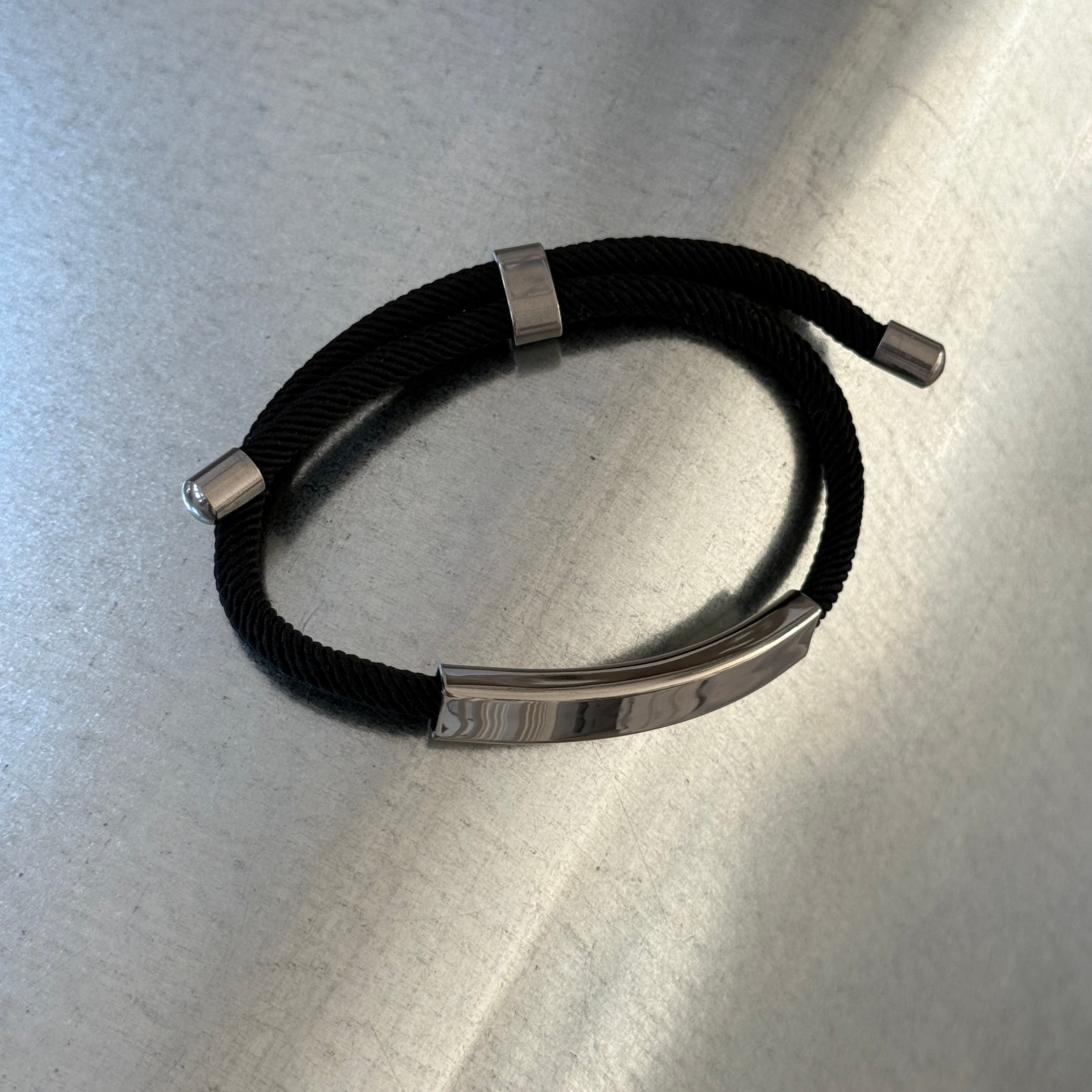 Name Tag Bracelet, Adjustable Rope, 4mm