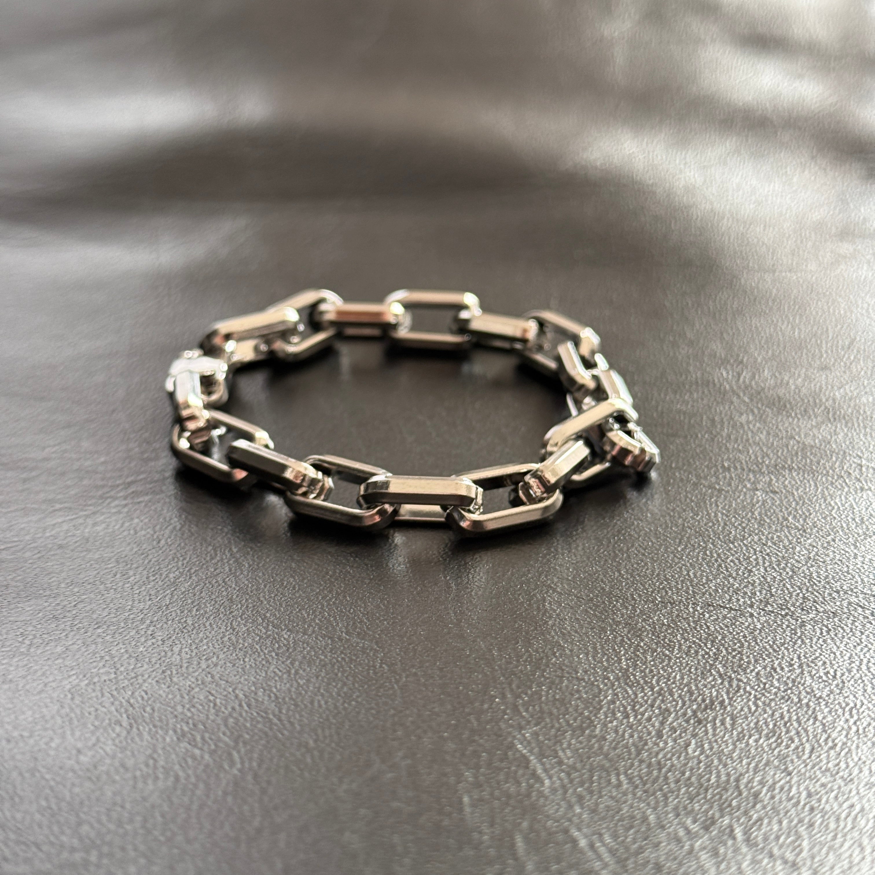 Men's Rectangular Chain Link Bracelet, 9.5mm