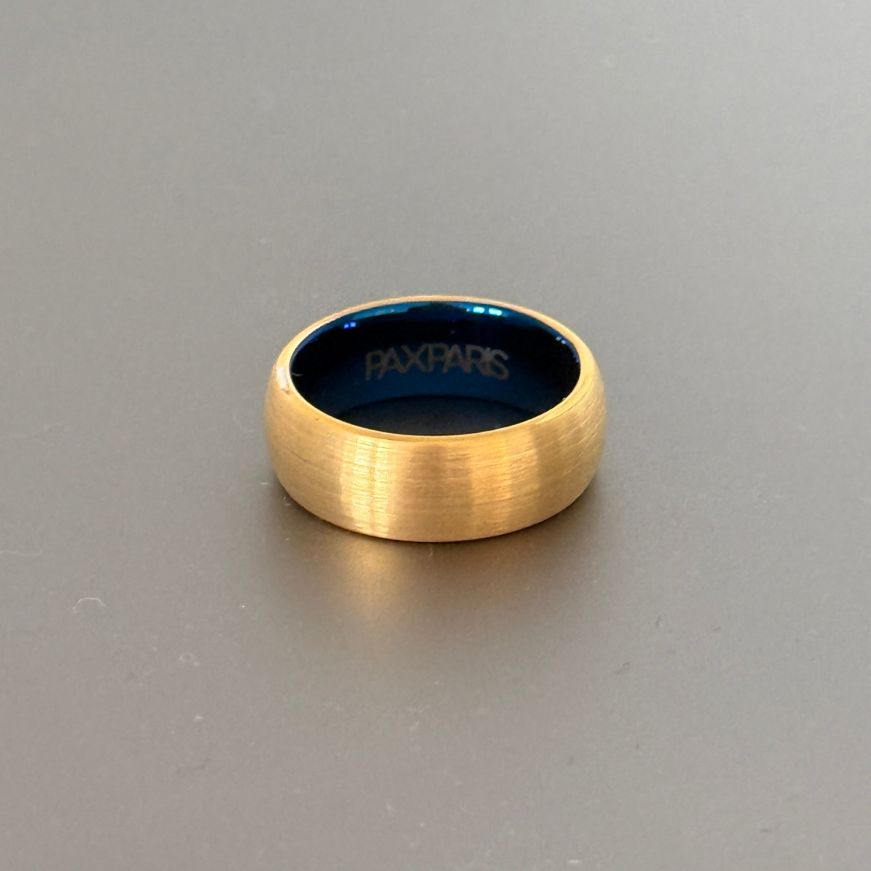 Men's Tungsten Ring - Brushed Gold with Celestial Blue, 8mm