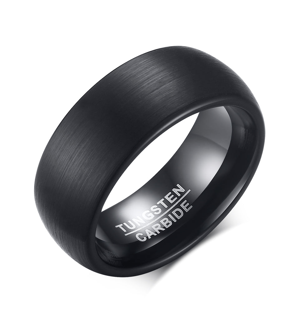 Men's Tungsten Ring - Brushed Black, 8mm – Stainless Steel Jewelry – Chain Supplyy