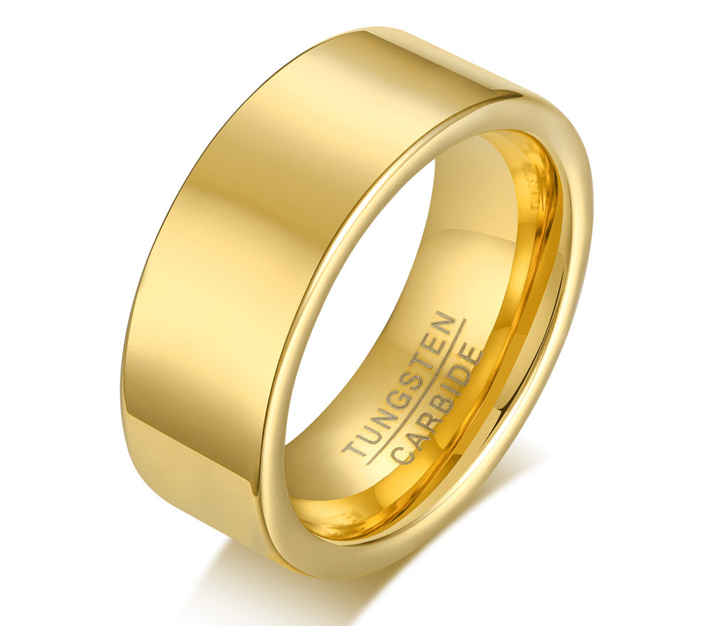 Men's Tungsten Ring - Polished Gold, 8mm – Stainless Steel Jewelry – Chain Supplyy