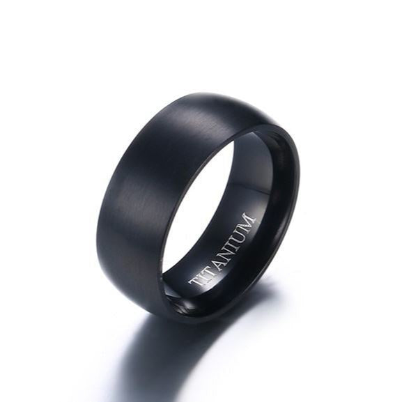 Men's Black Titanium Ring - Sanded Black, 8mm – Stainless Steel Jewelry – Chain Supplyy