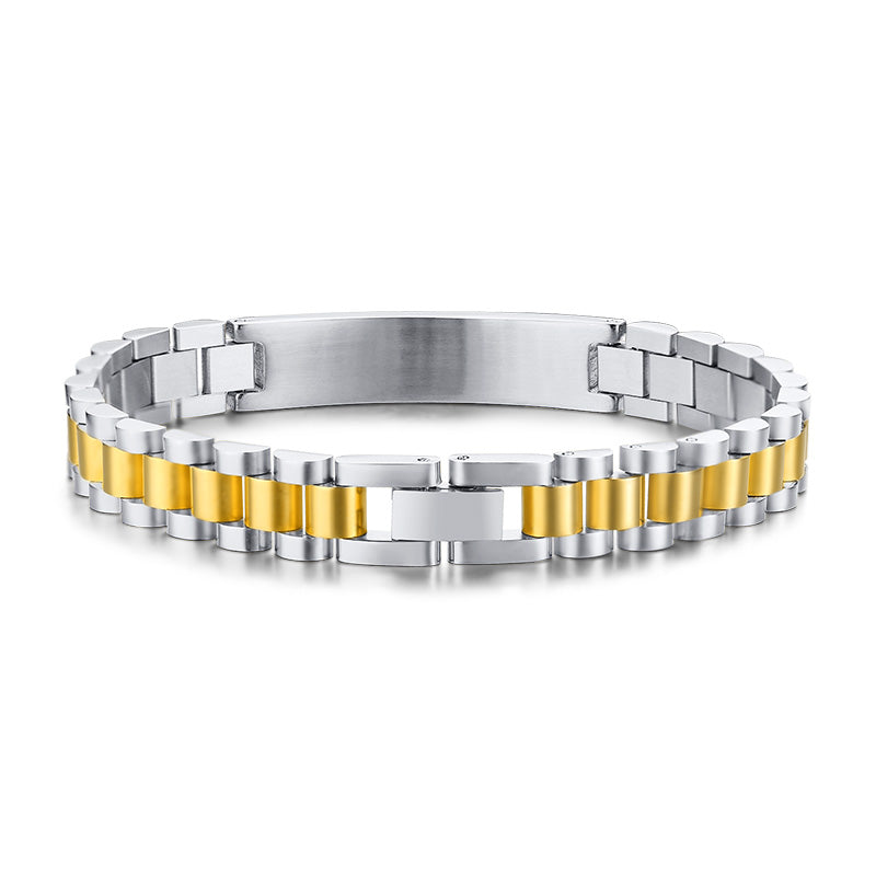 Men’s Two-Tone Stainless Steel ID Bracelet, 10mm