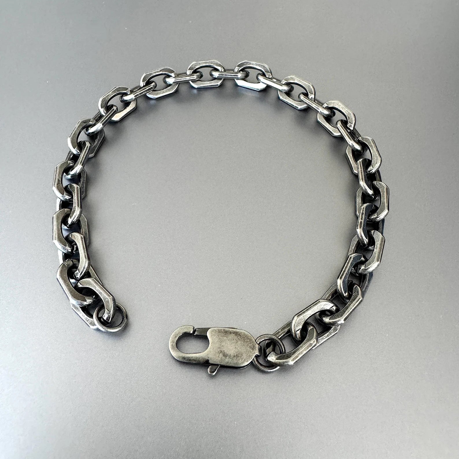 Oval Link Chain Bracelet, Oxidized, 6.5mm