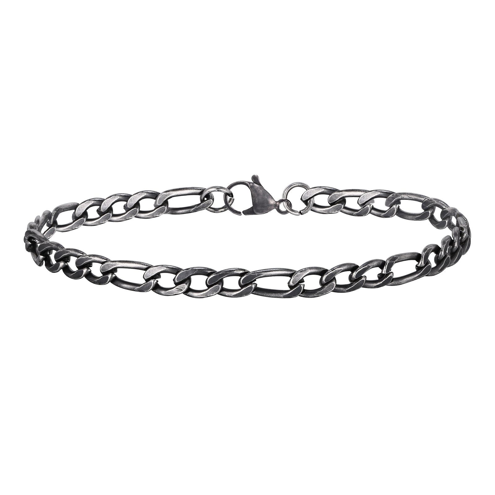 Figaro Chain Bracelet, Oxidized, 9mm