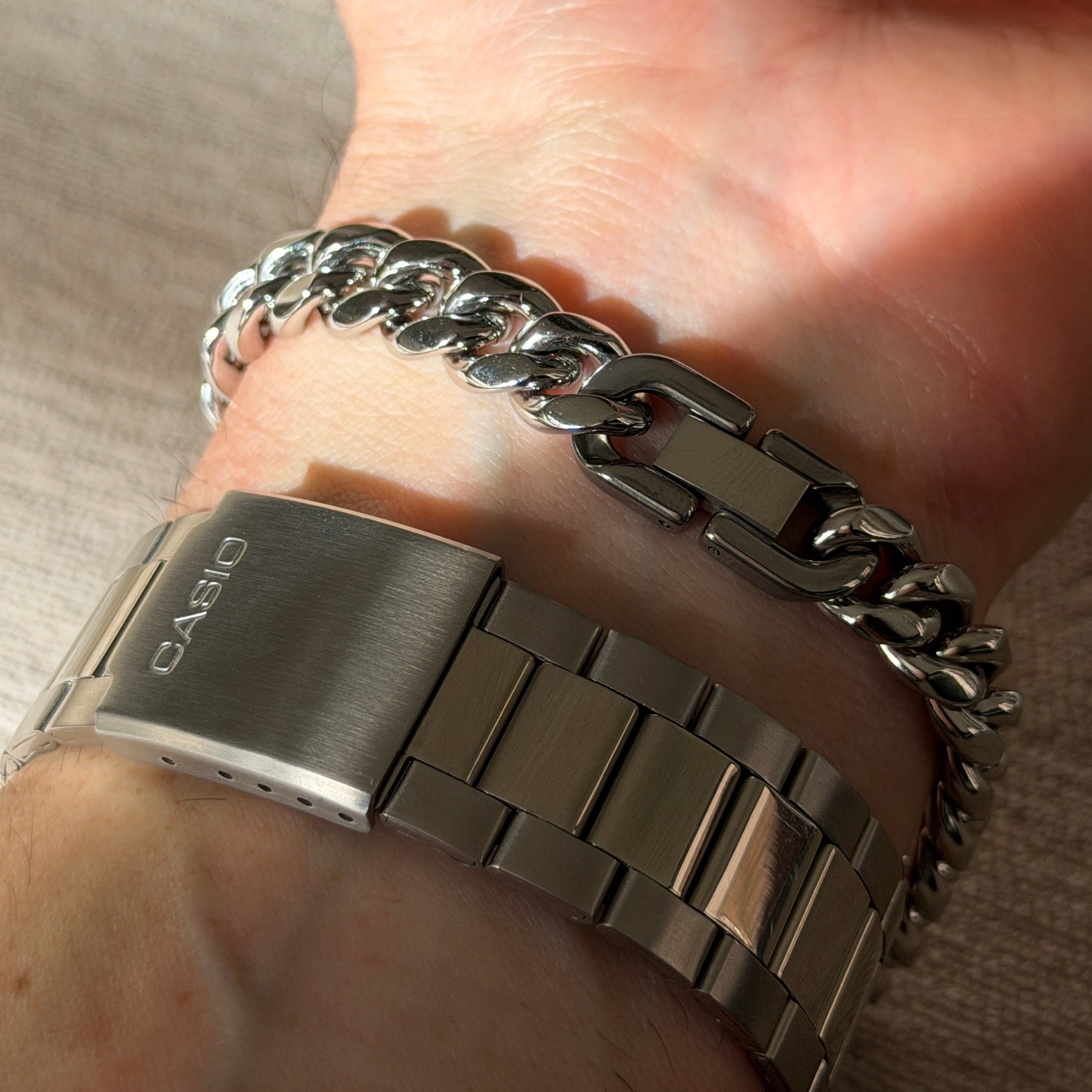 10mm stainless steel bracelet men on wrist
