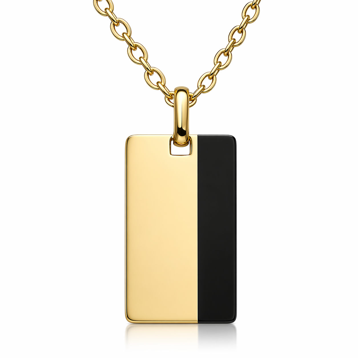 Two-Tone Tag Pendant — Gold / Black