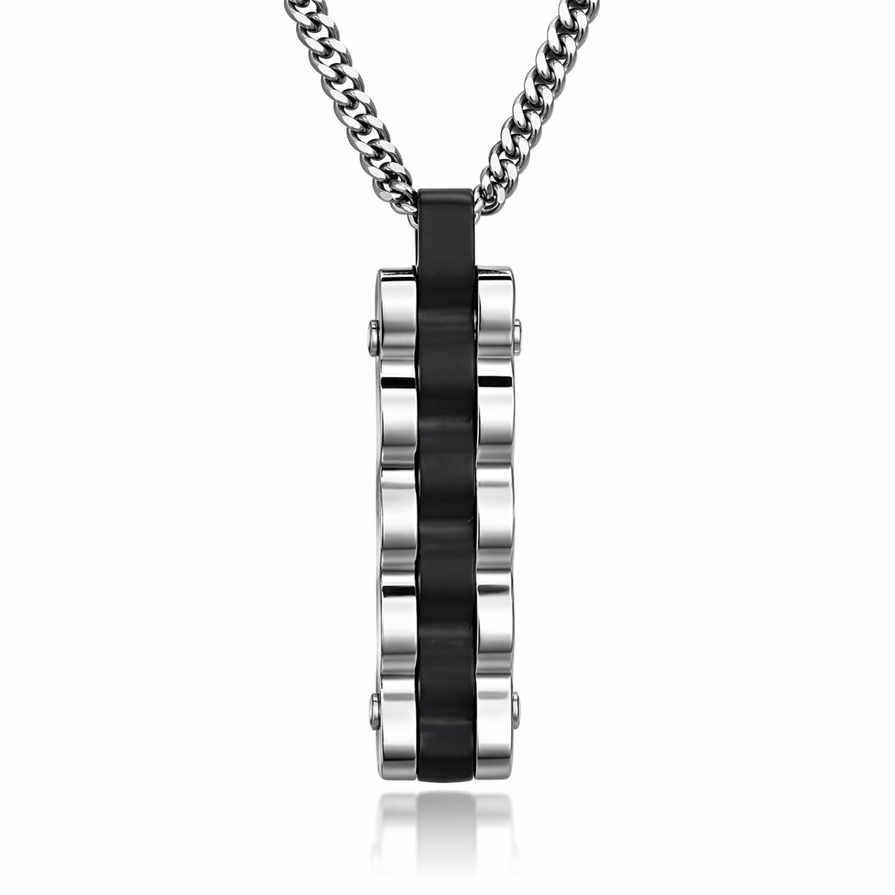 Industrial Tag Pendant - Chrome + Black
