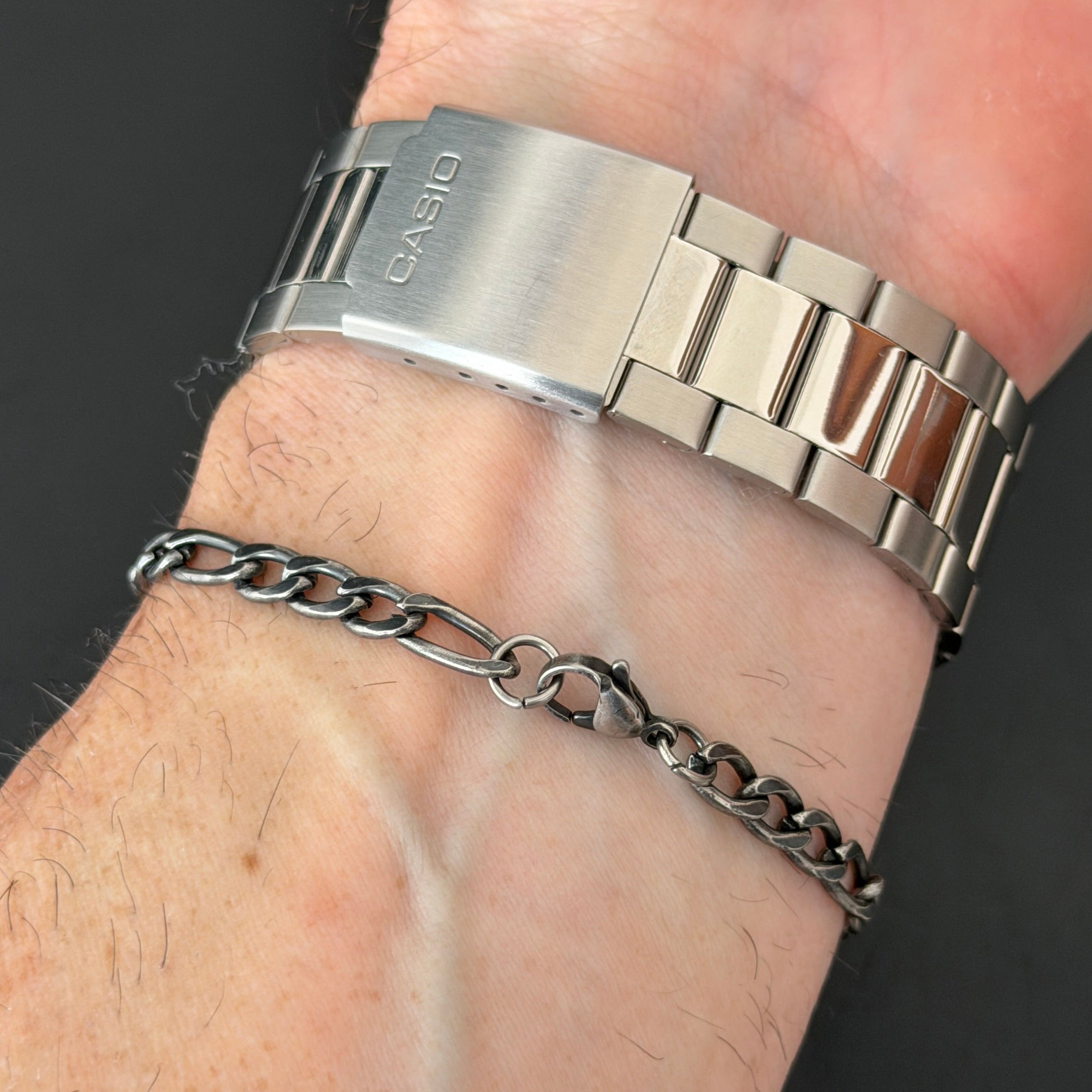stainless steel chain bracelet figaro silver