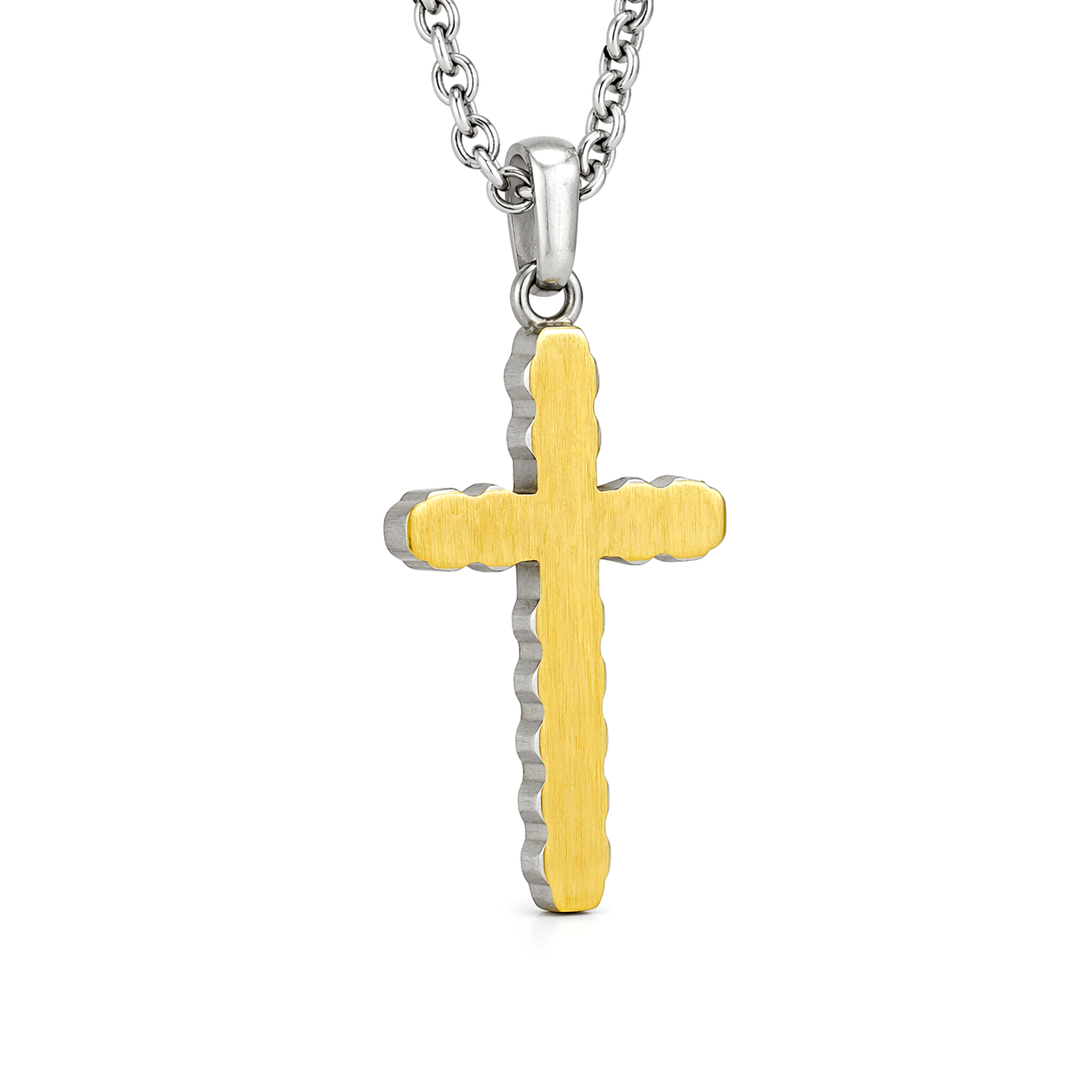 18K Gold Reversible Two-Tone Cross Pendant
