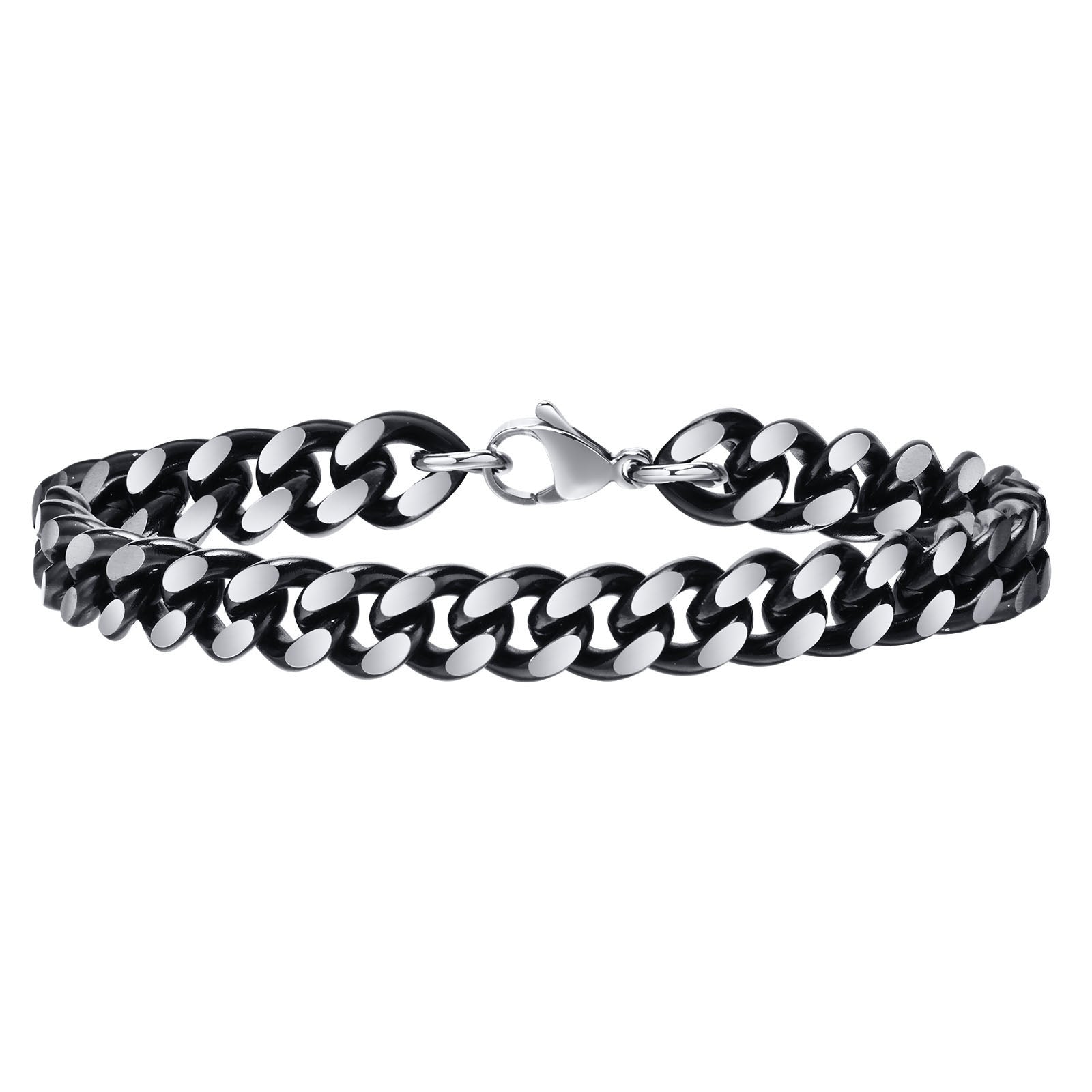 Cuban Chain Link Bracelet, Oxidized, 9mm