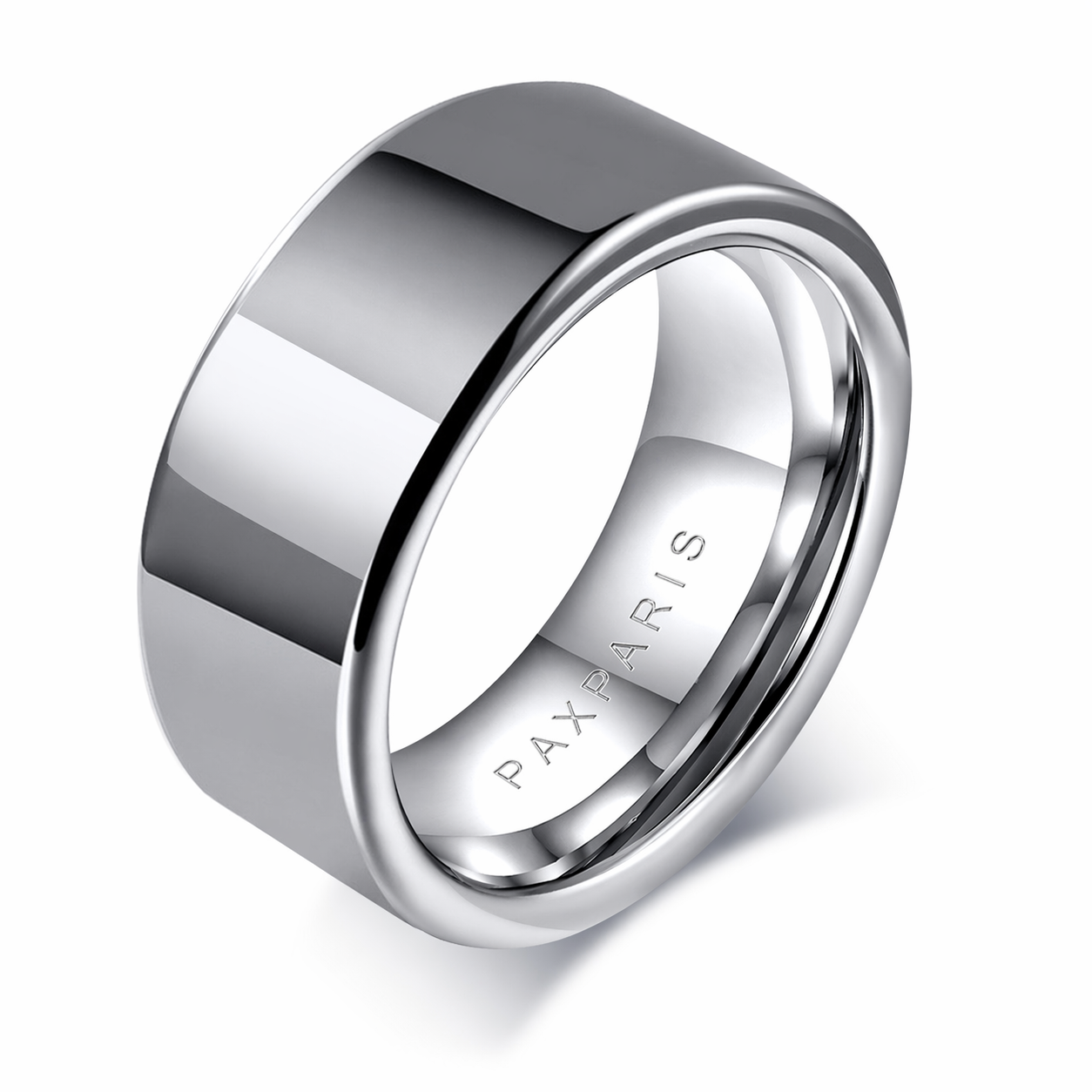 Men's Tungsten Ring - Bold Polished Silver, 8mm