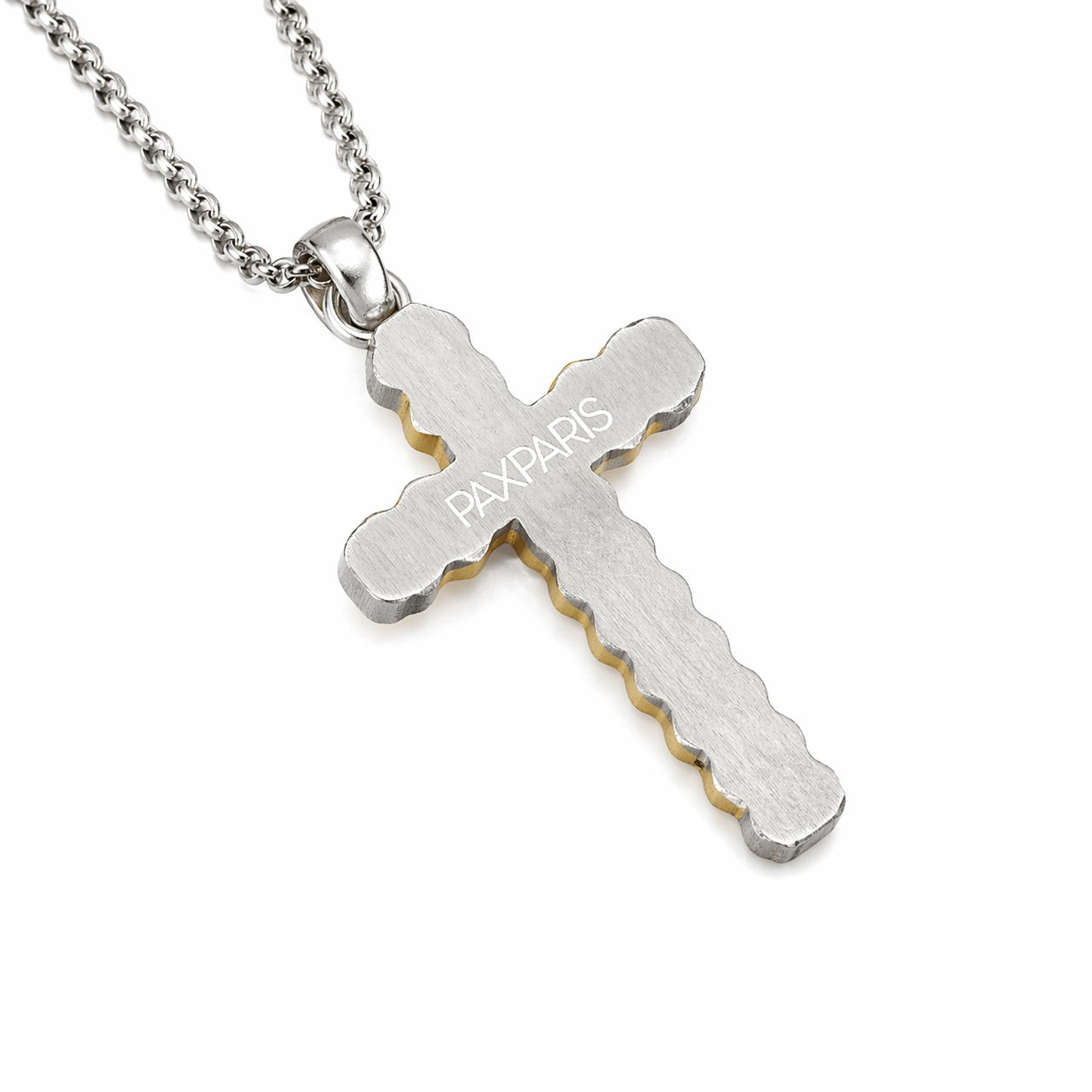 18K Gold Reversible Two-Tone Cross Pendant
