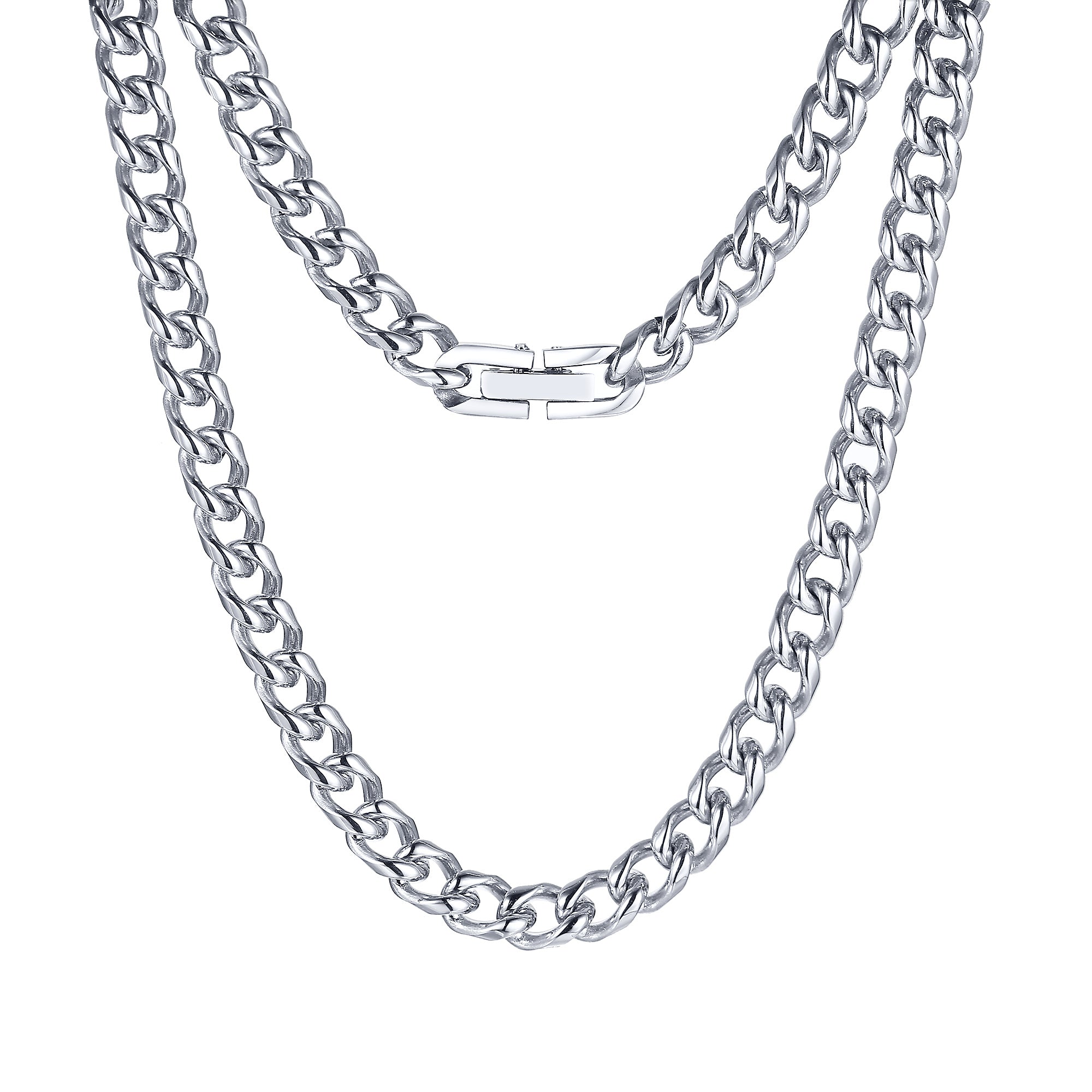 6mm Rounded Curb Chain Necklace with Foldover Clasp, 20"