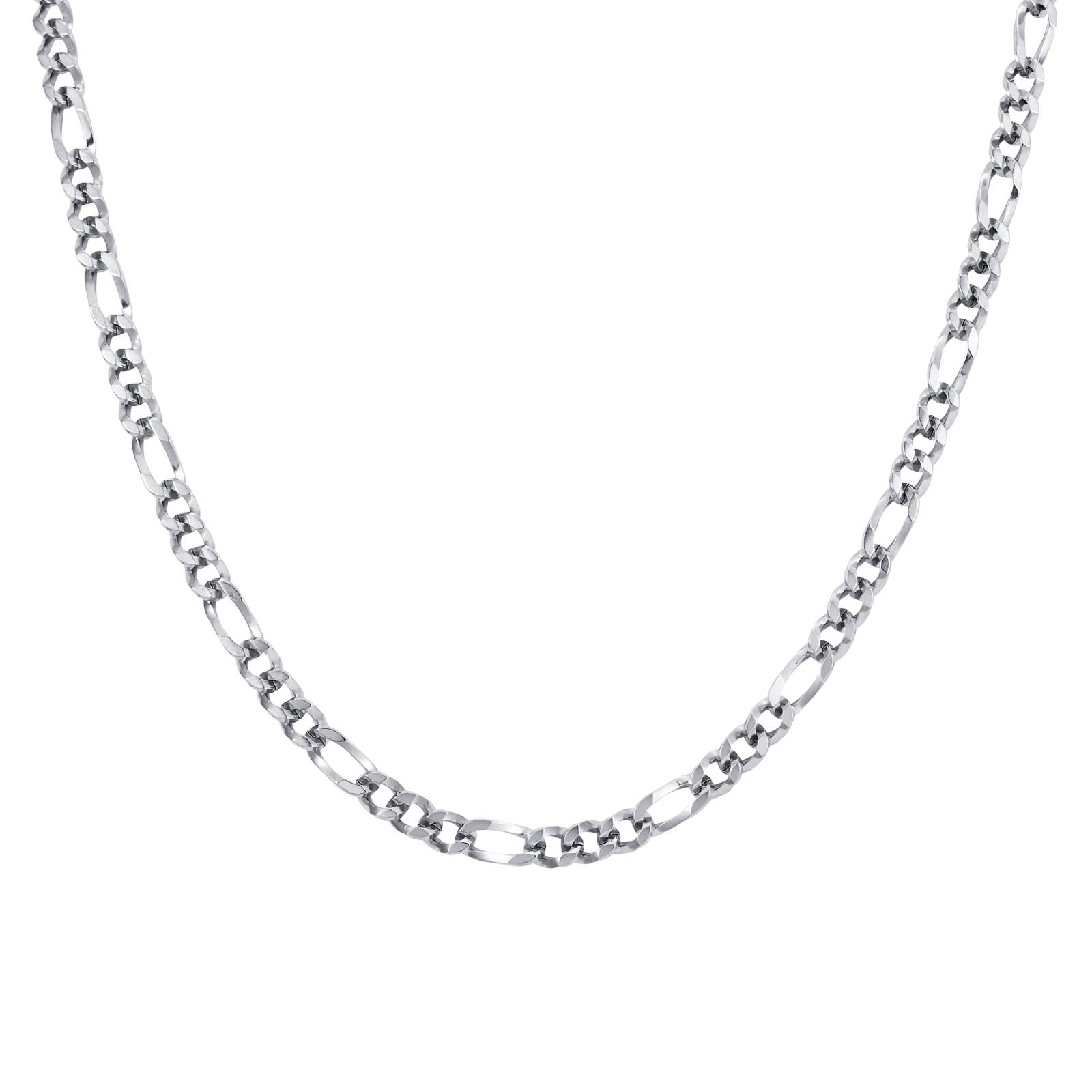 5.5mm Shaved Figaro Link Chain Necklace, 55cm