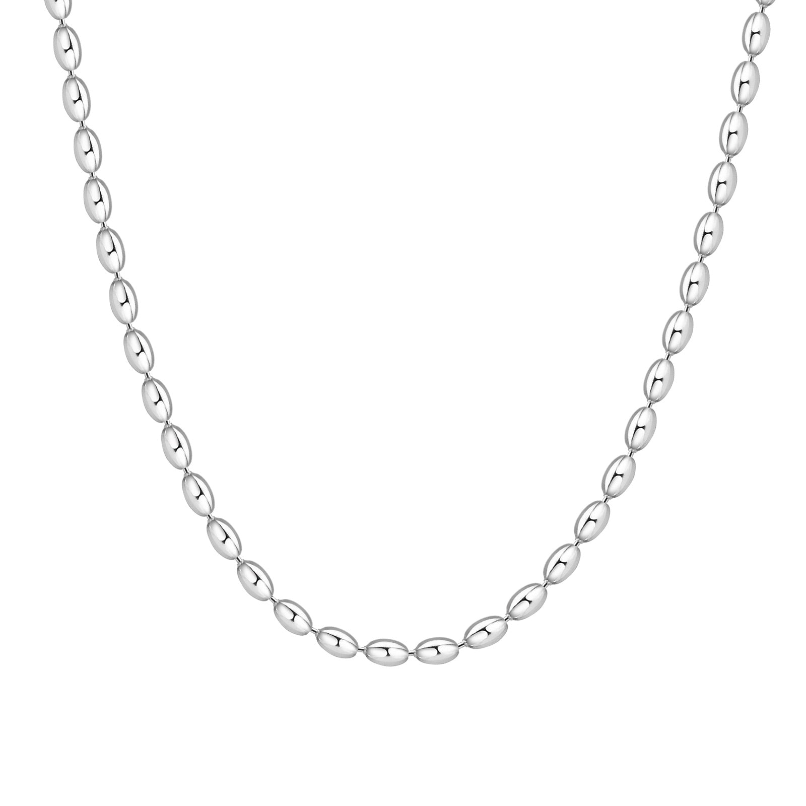 3mm Silver Bead Chain Necklace, 60cm