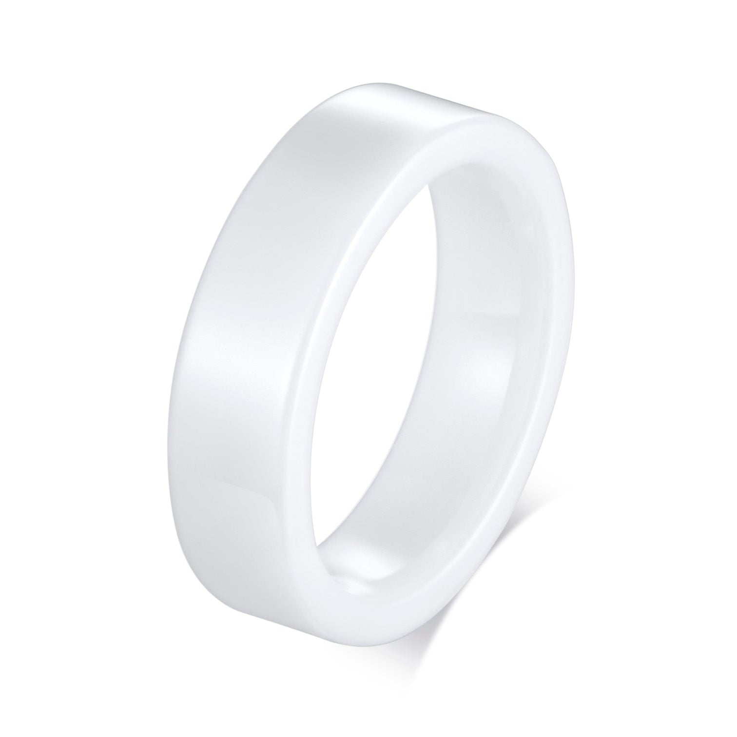 White Ceramic Ring, 6mm – Stainless Steel Jewelry – Chain Supplyy